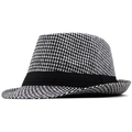 Dettaglio del cappello fedora classico in lana pied-de-poule con nastro nero decorativo - M (56-58cm) / Pied de Poule Classico (03)