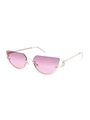 Gafas de sol de ojo de gato rosas con montura media y marco de metal dorado - Montura Dorada Lentes Rosas