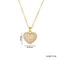 Collana con ciondolo a cuore dorato con zirconi bianchi e specifiche delle dimensioni - Ciondolo a Rilievo a Cuore con Strass (A272) / Oro