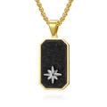 Golden titanium steel necklace with black forged carbon fiber star dog tag pendant - Pendant Only / Gold