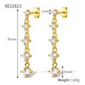 Orecchini in argento S925 oro 18K con cinque zirconi scintillanti in stile lineare - Oro