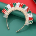 Cerchietto natalizio glitterato con scritte colorate e tulle stellato su sfondo festivo - Cerchietto con Lettere Merry Christmas