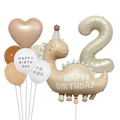 Detail von matten cremefarbenen Dinosaurier-Ballons und Geburtstagsdeko-Zahlenballon - Dinosaurier Set 2