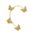 Elegant gold butterfly ear cuff featuring four sparkling cubic zirconia accents - Radial Engraved Ear Wrap