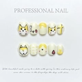 Handmade short press-on nails featuring cute yellow Corgi dog face and butt designs - Extra Small (XS) / Corgi Butt