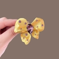 Golden wheat-style butterfly brooch with elegant purple teardrop gemstones - 374# Gold Butterfly