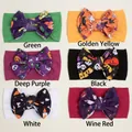 Set of 6 Halloween baby headbands with pumpkin prints and waffle texture big bows - Mixed Color Style (ai-Style)