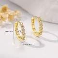 Detailed size specifications of 13mm gold huggie hoop earrings with cubic zirconia stones - EH748 Gold Zirconia Hoops