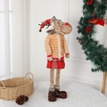 Standing Christmas reindeer doll in red hat and plaid skirt for festive home decoration - 23*67cm / Reindeer Beige Medium