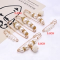 Golden waist pin set with white pearls and rhinestones in 3.8cm and 5.8cm sizes - Special Spherical Pearl Style