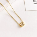 Collana dorata alla moda con ciondolo rettangolare in cristallo trasparente taglio smeraldo - Oro 14K-Zirconia Bianca