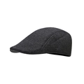Classic grey herringbone wool newsboy flat cap with vintage British style for men and women - Black (Herringbone)