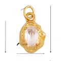 Golden oval zircon pendant 9x8mm with micro-pave setting DIY jewelry accessory - L229092-Clear Gold