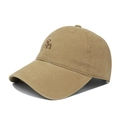 Detail of khaki cotton baseball cap showing SN letter embroidery and twill texture - Adjustable / Khaki