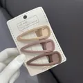 Three-piece set of matte triangle hair clips in beige, pink, and brown earthy tones - Hollow Water Drop Style / Set of 3