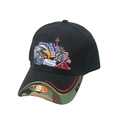 Gorra de béisbol USA negra con bordado de águila y visera de camuflaje en fondo blanco - M (56-58cm) / Negro