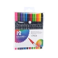Dual tip watercolor markers in 12 vibrant colors with soft brush and fine liner tips - 12 Colors Black Barrel
