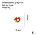 Roter herzförmiger Evil Eye Anhänger aus 18K vergoldetem Kupfer, 6x6mm Schmuckzubehör - P02554-E Herz Perle / Rot
