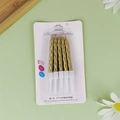 Pack of 5 gold spiral birthday candles with white holders on happy birthday card - Gold Spiral Candle