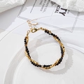 Collana a due strati in onice nera naturale con chiusura dorata regolabile - Agata Nera E Rame / Bracciale in Agata Nera