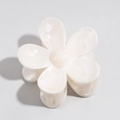 Elegant cream white marble pattern flower hair claw clip for high ponytail styles - 5-Petal Flower 7cm-Cream White