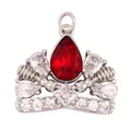 Gold-plated crown pendant featuring a pear-cut ruby and sparkling white zircons - Pink M84