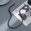 Collana minimalista in acciaio al titanio da 5mm con design bicolore nero e argento - 5mm*55cm / Nero