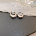 Minimalist silver geometric hoop earrings with polished metallic finish on a textured background - 2# U-Shape Ear Clips