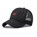 Breathable black outdoor sun cap with quick-dry mesh and red striped embroidery - Three-Bar Black (Breathable)