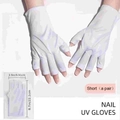 Short white fingerless UV nail gloves for hand protection during manicure sessions - Short (A Pair) / White