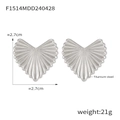 Pendientes de corazón vintage plateados en acero de titanio con textura plisada de 2,7 cm - Corazón Plisado / Plateado