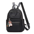 Mochila negra de tela Oxford con colgante de osito y correa con letras de colores - Pequeño / Negro