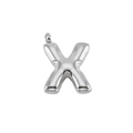 Polished silver bubble letter X pendant in stainless steel with metal clasp - Silver Letter X