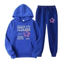 Survêtement en polaire bleu foncé avec sweat à capuche imprimé et pantalon assorti - L (XXL) / Haut Et Bas / Bleu Foncé (70)