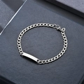 Roestvrijstalen koppelarmband met blanco ID-plaatje op een blauwe getextureerde doos - 1.2 (30x5mm Plaat/4mm Breedte/20cm Lengte)
