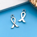Silver bow ribbon metal pendants for DIY vintage bear bracelets and necklaces - Bowknot 9x16mm