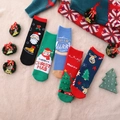 Fünferpack Weihnachts-Kindersocken aus dicker Baumwolle mit verschiedenen Festmotiven - 1-3 Jahre / Stil A