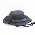 Dark grey outdoor boonie hat with wide brim, side ventilation holes and windproof cord - Dark Gray