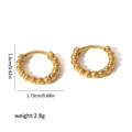 Golden titanium steel beaded hoop earrings for women with detailed size measurements - Gold Large Beaded Style (TE6319-17)
