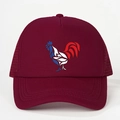 Cappellino trucker bordeaux con stampa gallo tricolore e rete posteriore traspirante - Taglia unica / Tutto Rosso Vino
