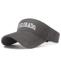 Dark grey ponytail sun visor hat with white Colorado embroidery for summer sports - Adjustable / Gray