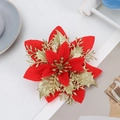 Artificial red Christmas flower with gold glitter holly leaves for festive decoration - Small Three-leaf Gold and Red
