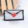 Minimalist envelope shaped white marble acetate hair claw clip with a red heart - Envelope (C18-2-10)