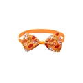 Orange pet bowtie featuring autumn coffee cups and maple leaf patterns for cats and dogs - Orange Autumn Coffee