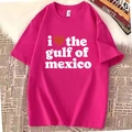 T-shirt en coton rose fuchsia avec imprimé blanc I Heart The Gulf Of Mexico devant - Rose rouge