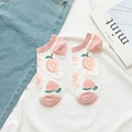 Calcetines invisibles blancos de mujer con bordes rosas y dibujo de melocotón - Melocotón Blanco