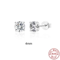 Classic 4mm S925 sterling silver stud earrings with moissanite stones in silver finish - Platinum-4mm-0.25ct (Gift Box Set)