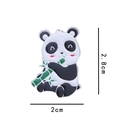 Süße Panda Emaille Anstecknadel mit grünem Bambus und rosa Details 2,8x2cm - Panda Fv965 Kaubambus