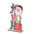 Décoration de table HO HO HO en bois avec Père Noël et motifs festifs à carreaux - Style HoHoHo