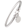 Dettaglio macro del bracciale a cavo ritorto argento con medaglia di San Benedetto - Argento Acciaio + Medaglia di San Benedetto